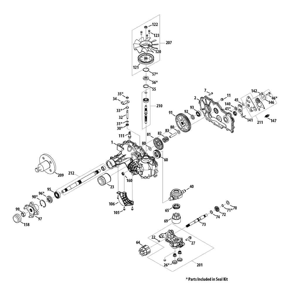 Transmission Rh 918-05005a Diagram and Parts List for Z-FORCES54 (17AI5GHC-17AI5GHC010)(2013) Cub Cadet Lawn Tractor